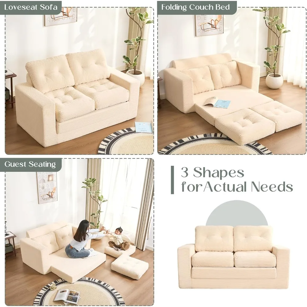 أريكة سرير قابلة للتحويل مقاس 61 بوصة، أريكة نوم قابلة للسحب، سرير فوتون 3 في 1 قابل للطي، أريكة سرير قابلة للطي مع وسائد #3