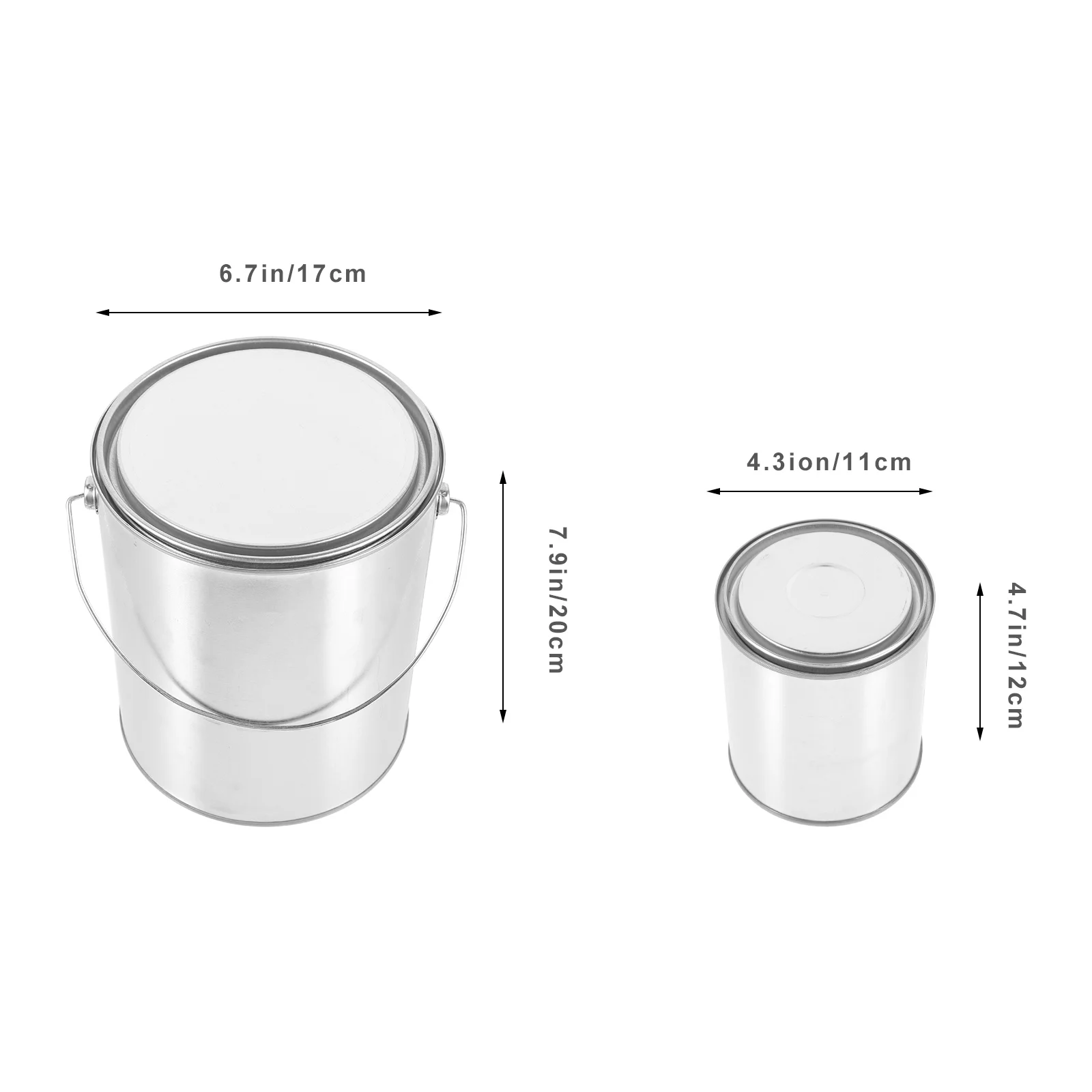 2 Pcs Paint Cans Tin for Storage Empty with Lids Painting Asphalt Tank Multipurpose Pitch Iron Handle Oil Container Sealing