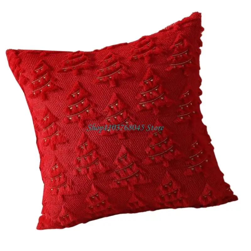 R53F Holiday Pillowcase Christmas Lights Embroidery Living Room Decoration Pillow Sleeve Case Machine Washable