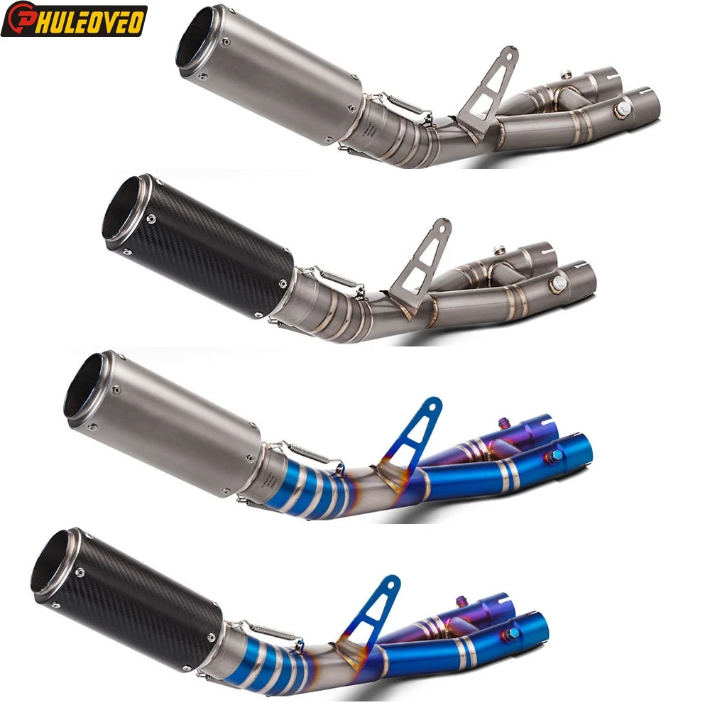 For Yamaha 2015-2025 YZF-R1M YZF-R1 2016-2018 YZF-R1S Motorcycle Exhaust Muffler Middle Link Pipe with Real Carbon Muffler Can