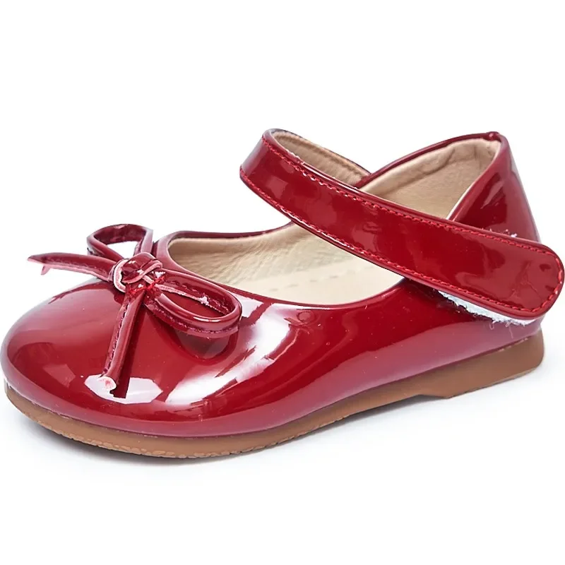 

Fashion New Girls Leather Shoes Wine Red Princess Versatile Kids Shallow Shoes Wedding Party Non-slip Children School Flat Shoes