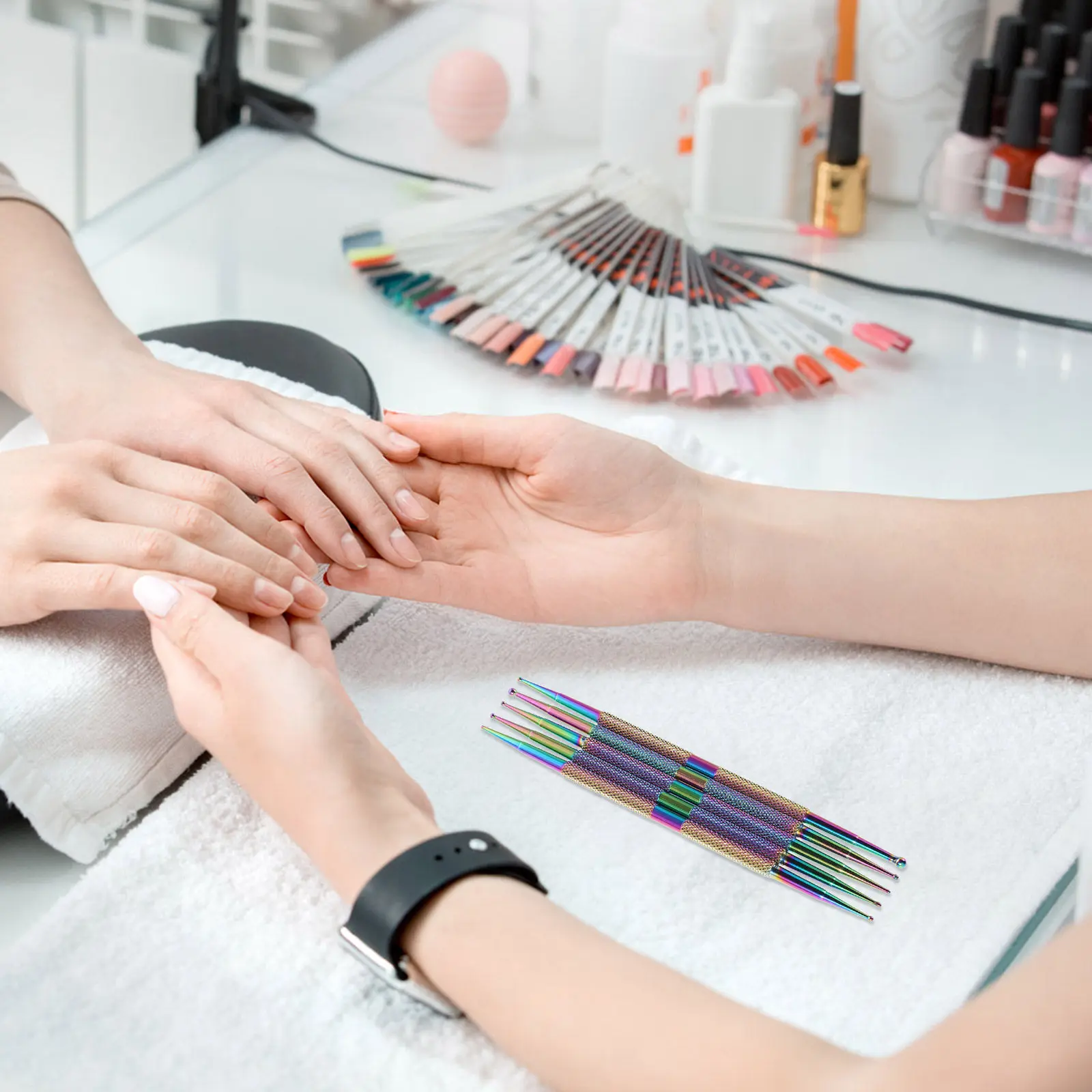 5pcs Double-Ended Nail Dotting Tools for DIY Nail Art, Manicure Painting & Embossing Design