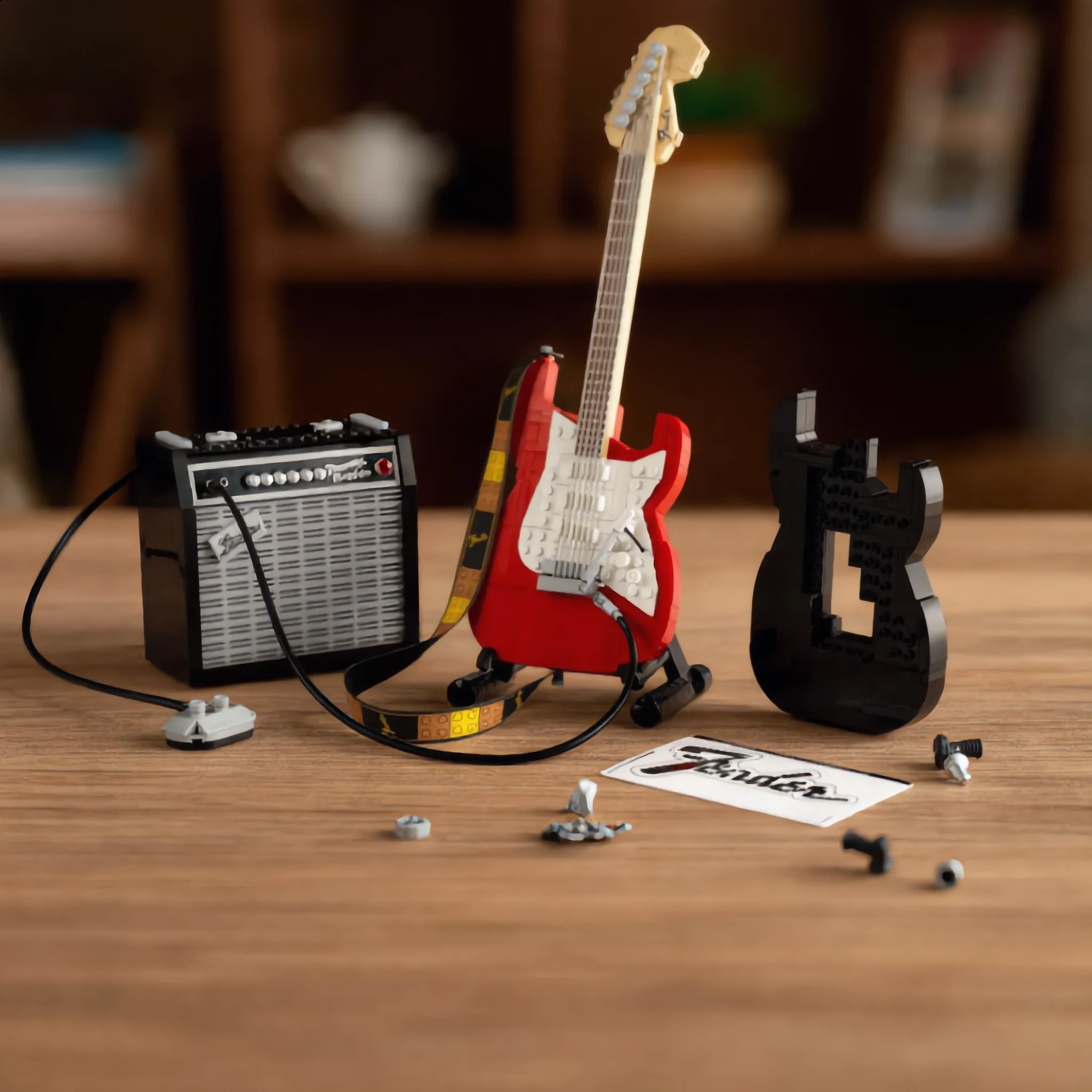 Brand new MOC   guitar music interactive building block diy guitar model toy for lovers, the perfect way to rock and roll