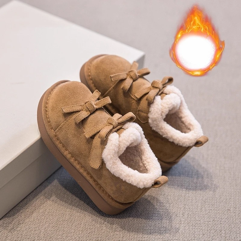 

2025 Winter New Children's Shoes Girls' Thick Cotton Shoes with Velvet Warmth Fashionable and Versatile Short Boots