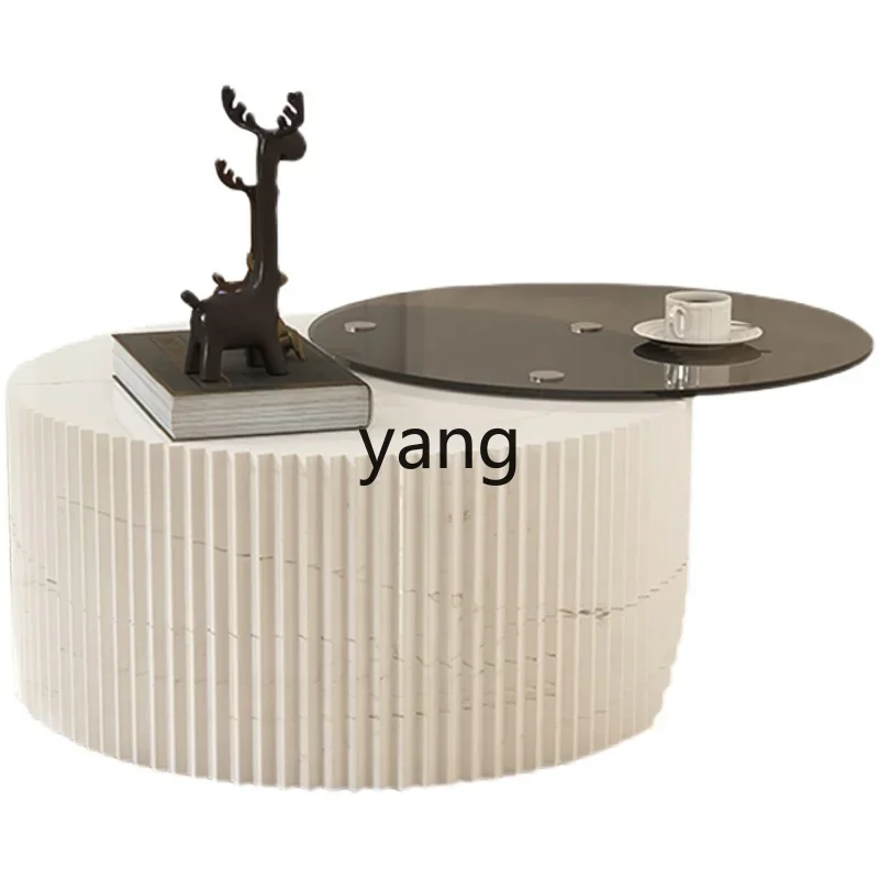 CX Italian minimalist tempered glass coffee table high-end villa light luxury small apartment tea table