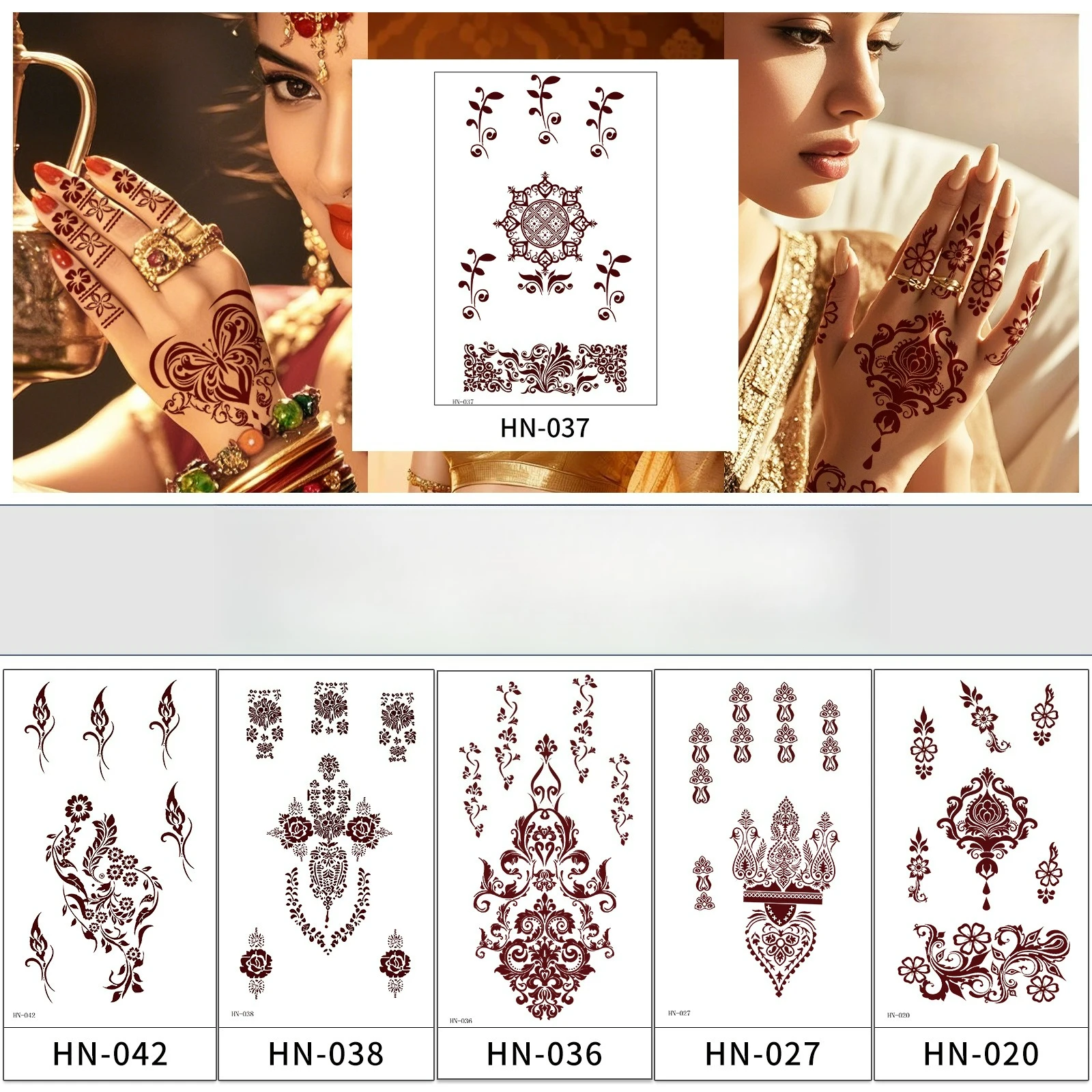 

red Henna tattoo sticker,Temporary Tattoos for Women,Waterproof Long-Lasting,Fake Tattoo,body art for Party Festival