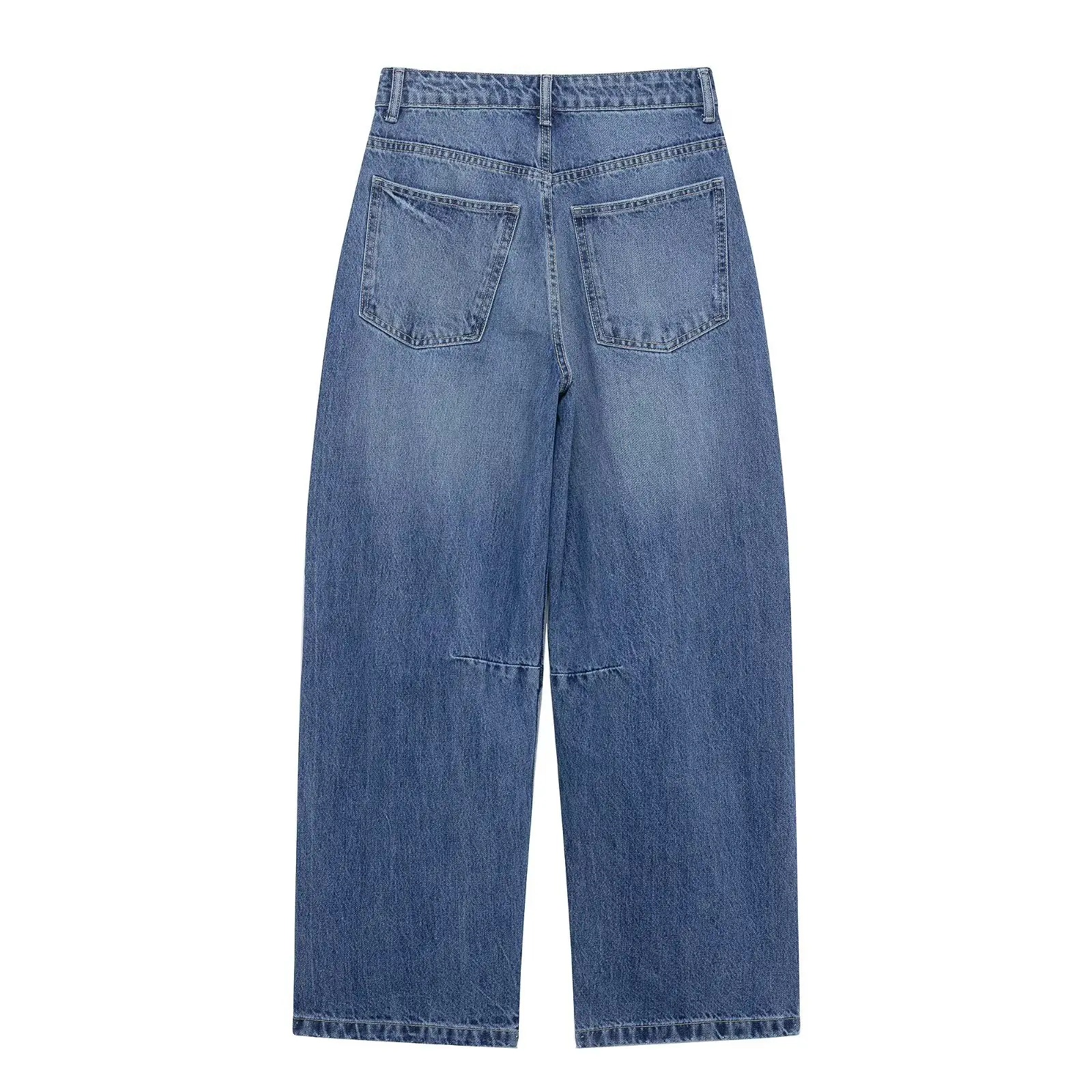 Luźne dżinsy damskie z niebieskiego denimu, nowość na wiosnę, styl uliczny, wysoki stan, szerokie nogawki, moda damska.