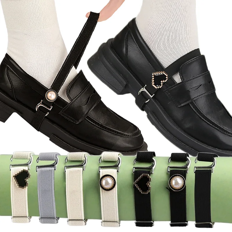 Elastic Band Shoes Straps Women Pearl Anti Loose Wear Ankle Shoe Loafers Flats Heels Fasten Lace String Bundle Strap Accessories