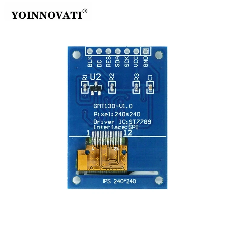 1.33 Inch 240x240 Square SPI TFT LCD Screen Display Module - ST7789 Driver IC, 7-pin / 10-pin with Font Library Option