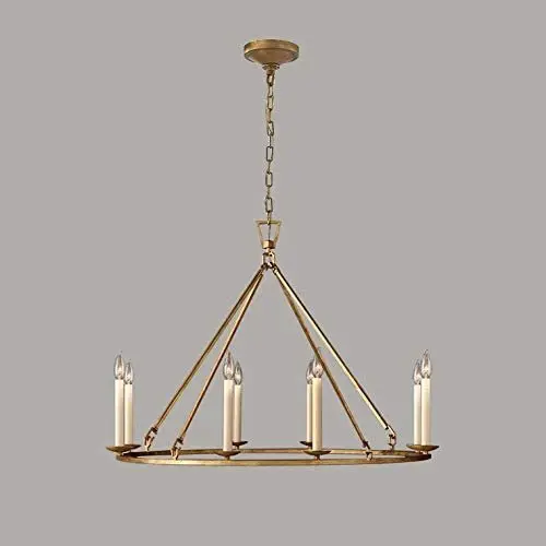 Cross-border creative American country simple wrought iron chandelier living room dining room bedroom retro old gold chandelier