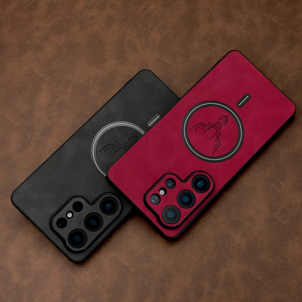 Luxury Matte Leather Magnetic Case for Samsung Galaxy S26 S25 S24 S23 S22 Ultra Plus FE for Magsafe Charge Shockproof Cover - view 3