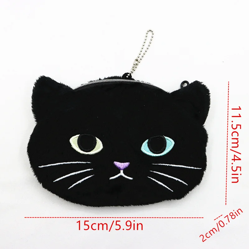 لطيف هالوين القطيفة السوداء القط عملة المحفظة أحمر الشفاه حقيبة التخزين الفتيات هدايا حفلة عيد ميلاد