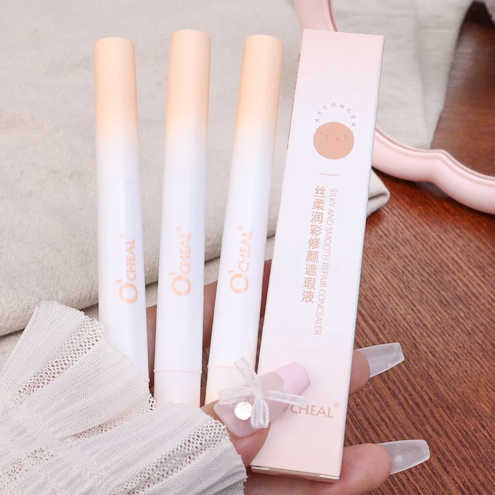 Luchtkussen Concealer Pen Pluizige Zachte Spons Kop Vloeibare Concealer Crème Waterdichte Blijvende Cover Acne Spot Donkere Kringen Make-Up