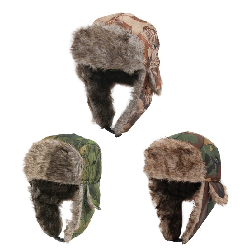 للجنسين الدافئة رجل إمرأة الصياد قبعة طيار جندي إيرفلاب الشتاء اللوحات قبعة تزلج جديد منفذها القبعات الروسية قبعة تزلج فو الفراء القبعات #1