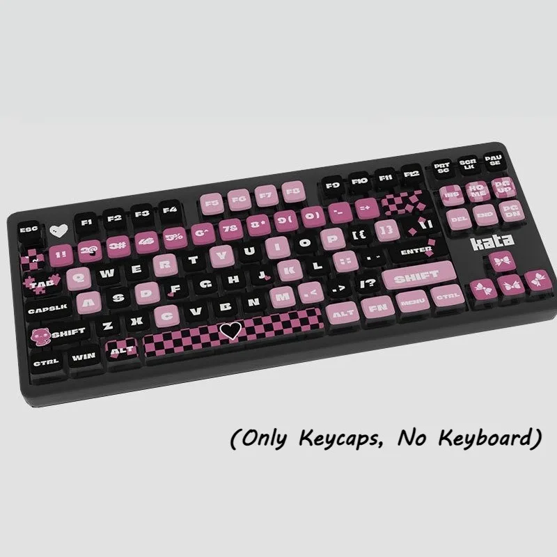 Mechanical Keyboard Replacement Keycaps Black Pink Cool Keycap Set PBT Material Transparent Four-Sided Light-Transmitting Keycap