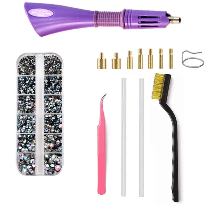 【Big Deal】Rhinestone Setter Tool Kit With AB Crystal Rhinestones, Tips Pencils,And Tweezers EU Plug Hotfix Applicator