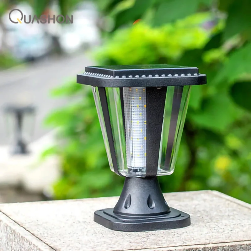 Solar Panel LED Wall Pillar Lights Outdoor Garden Decoration Lamps Column Headlights Household Waterproof Doorpost Street Lights