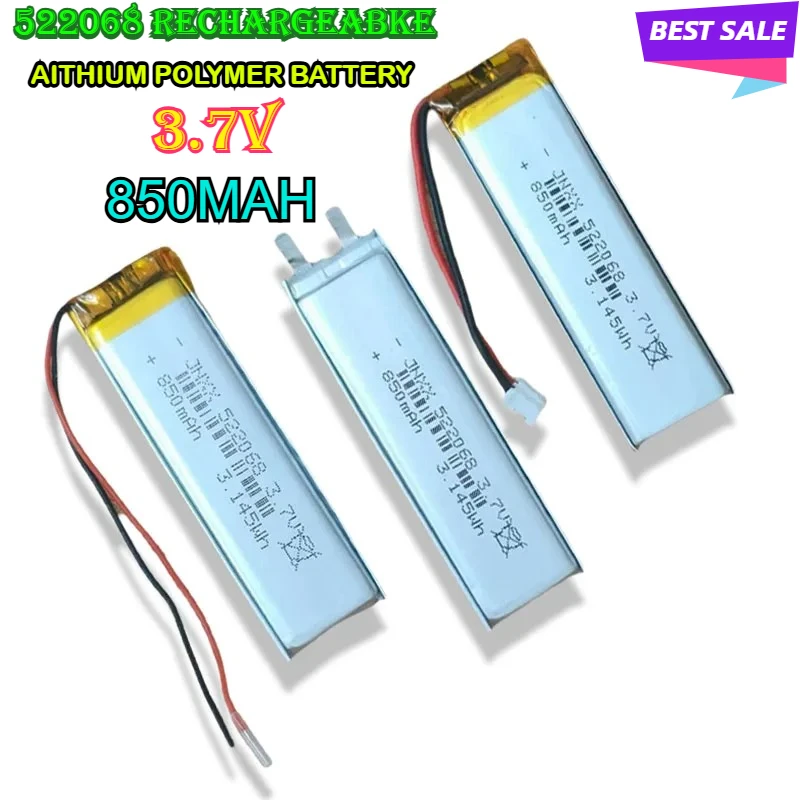 522068 Rechargeable Lithium Polymer Soft Pack Battery 3.7V 850mAh 1-10 Pieces for Small Fan Digital LED Light MP3 MP4