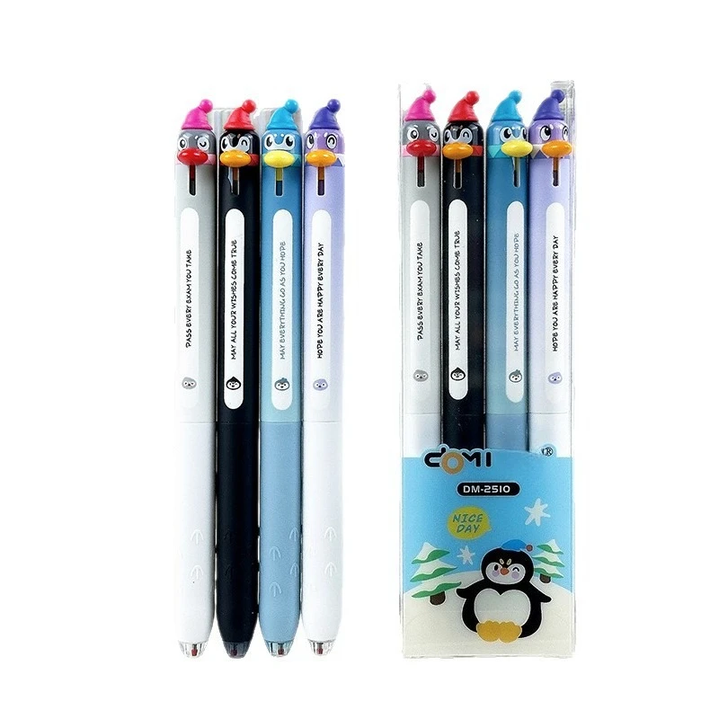 

4 Cute Penguin Ballpoint Pens, 0.5mm, for Practice, Signing, School Supplies, Holiday Gifts