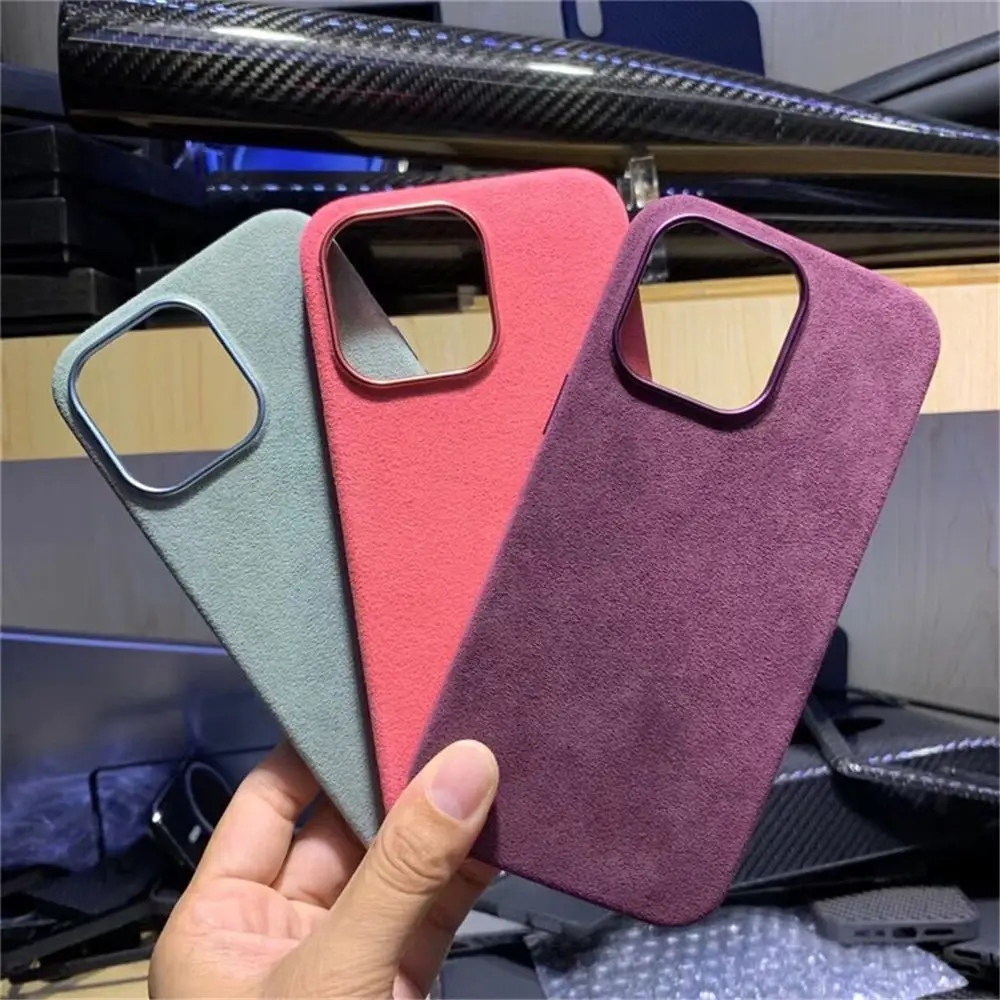 Magnetic Genuine ALCANTARA Leather Case for iPhone 16 15 Pro Max 14 Soft-Touch MagSafe Back Cover