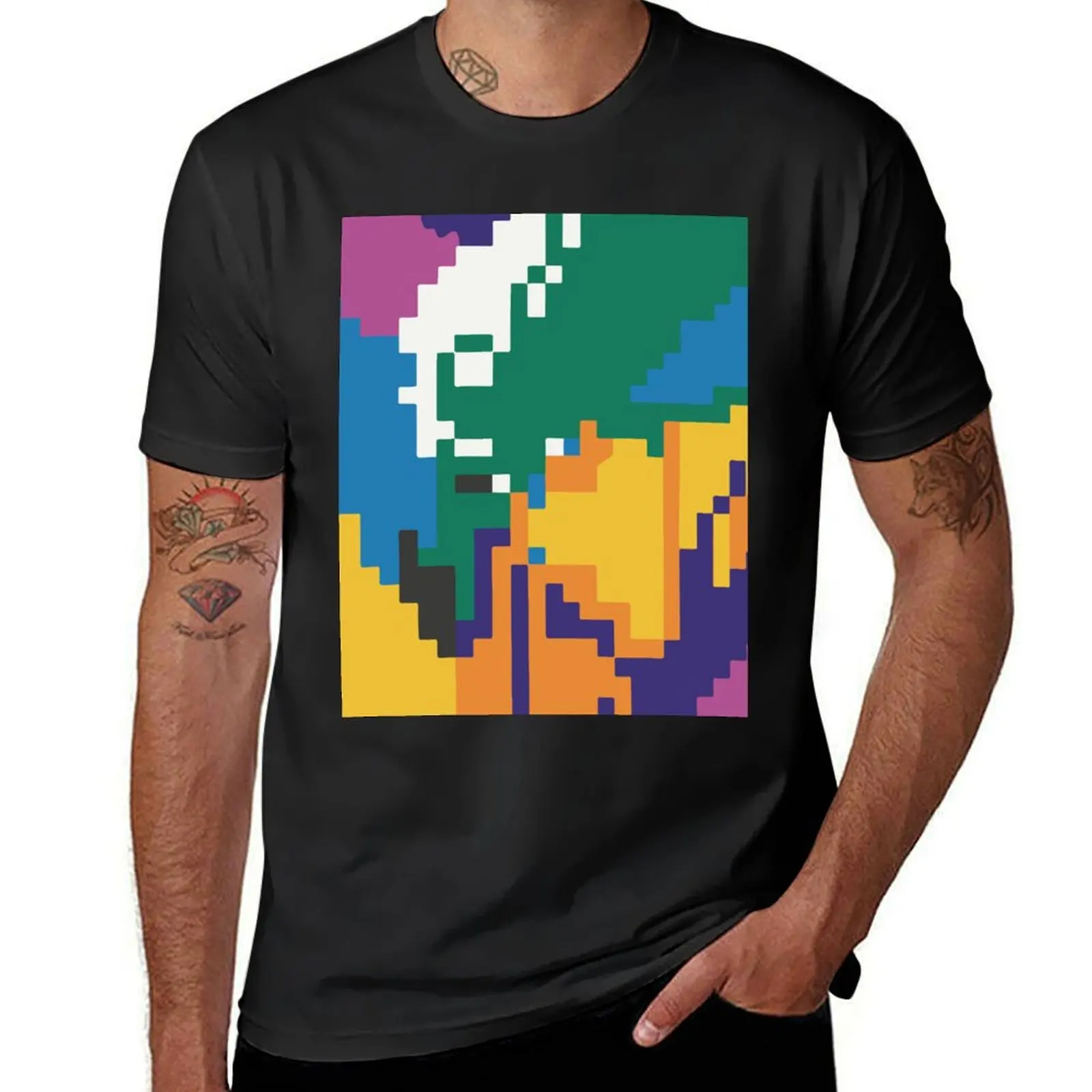 Pixelated Terrain of Vivid Hues T-Shirt funnys summer tops quick-drying summer clothes black t-shirts for men