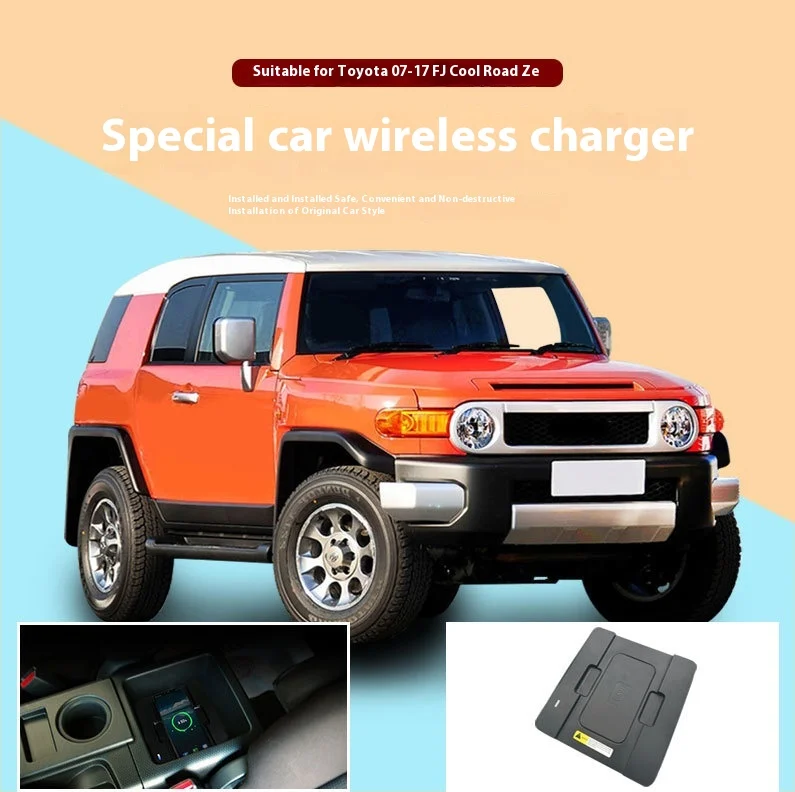 2 din the least For Toyota Land Cruiser fj 2007-2017 Car center console phone charger fast wireless charger plate holder