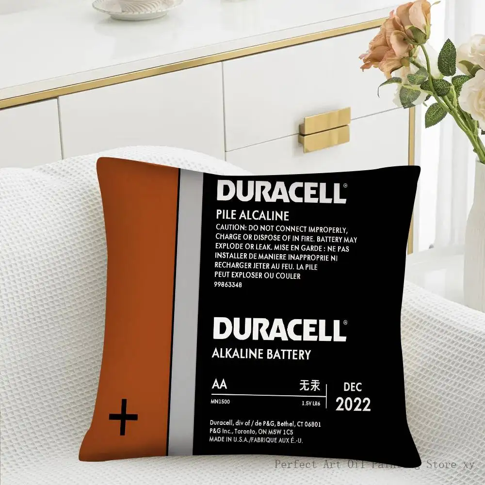 Alkaline Battery Label Pillow Case Fashion Square Pillowcase Bedroom Sofa Room Ins Decoration Leisure