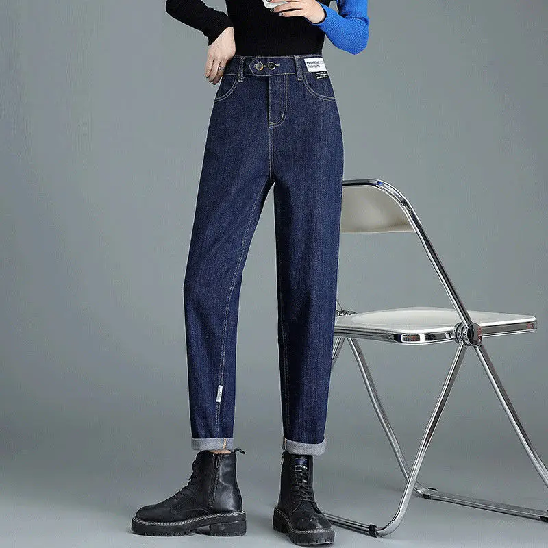 

2024 New Harem Pants High Waist Casual Jeans Spring Solid Full Length Elastic Jean Trousers Denim Pants For Women Clothes XK114