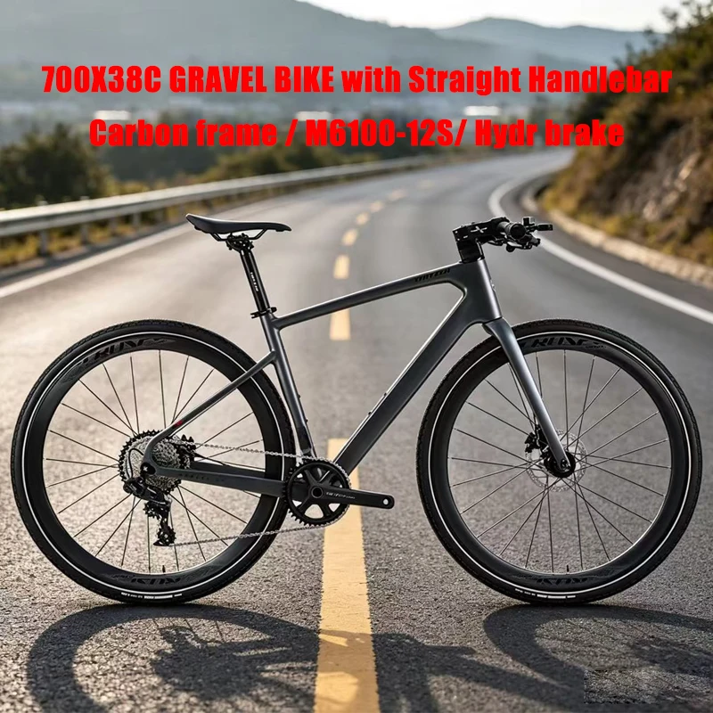 

Cheap Twitter 700*38C Carbon Gravel Bike Straight Handlebar M6100-12S Hydr Disc Men's Hybrid Road Racing Bicycle For Sale