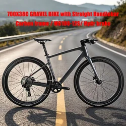 Cheap Twitter 700*38C Carbon Gravel Bike Straight Handlebar M6100-12S Hydr Disc Men's Hybrid Road Racing Bicycle For Sale