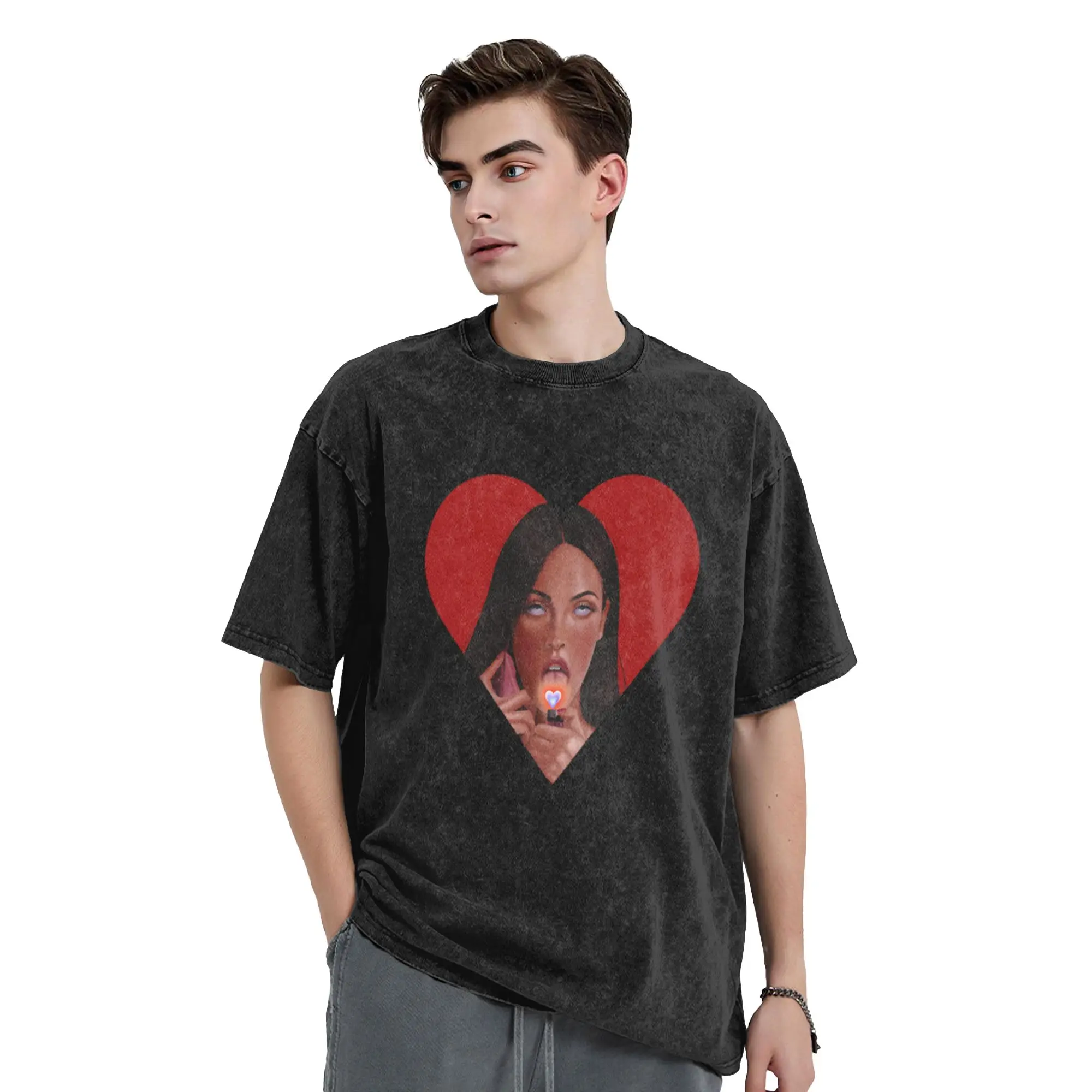 Jennifer s Body Heart CHECK  Unique Trendy A Washed T Shirt Men's Women's Oversized Cotton Tees Tops