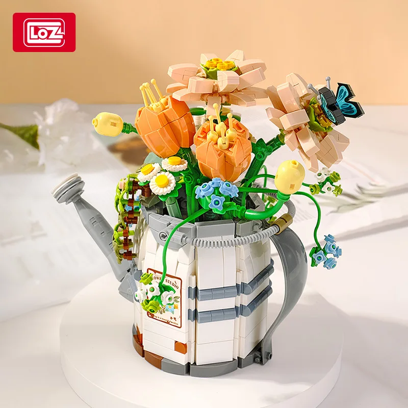 LOZ-1936 Plant series kettle pot flower bouquet simulation pot cactus cactus decoration model assembled girl building blocks toy