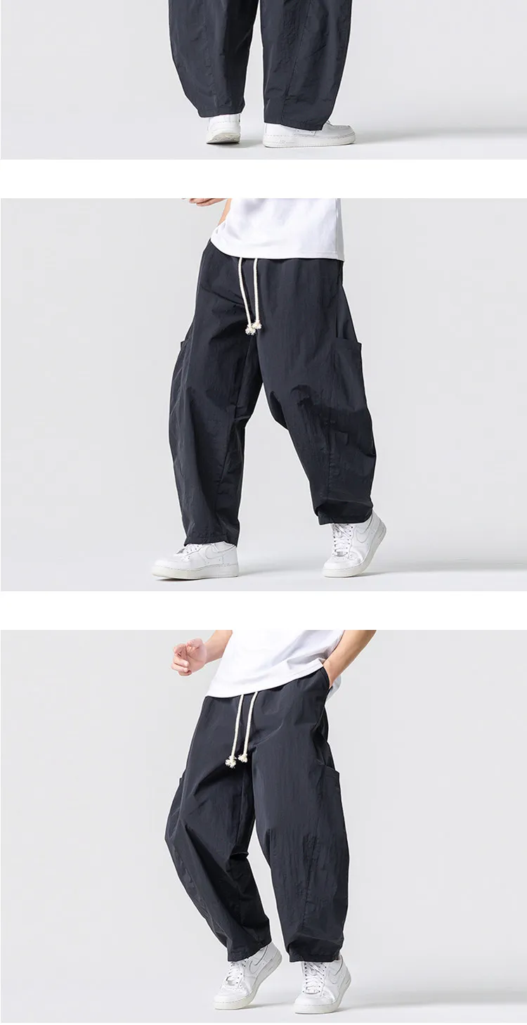 2026 Sommer Herren Jogginghose Haremshose Leichte Hose mit Elastischem Bund Gerade Geschnittene Lockere Jogging-Hose Einfarbige Freizeithose M-5XL – Detail 18