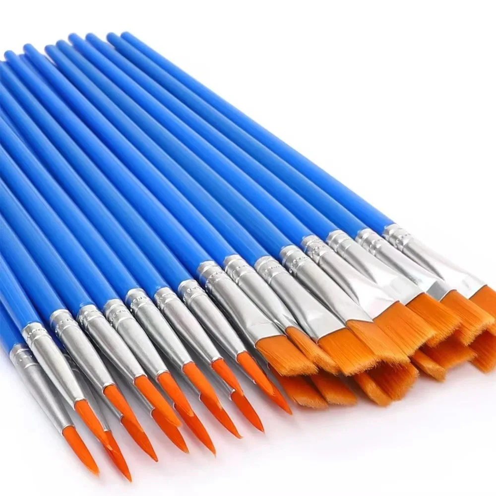 10Pcs/Set Fine Oil painting brush acrylic painting digital painting children's environmental nylon brush row pen Stationery