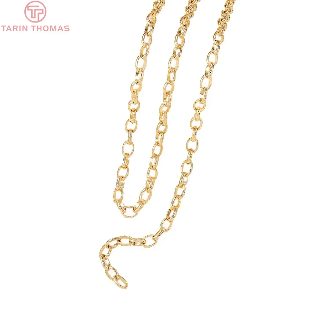 (4284)1 Meter Width 5MM Thickness 1.5MM 24K Gold Color Brass Round Necklace Chains High Quality Diy Jewelry Findings Accessories