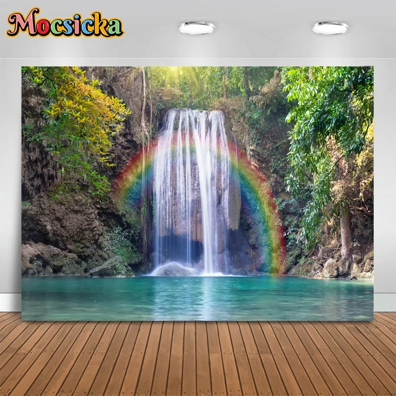 Mocsicka Photography Background 3D Custom Painting Waterfall Rainbow Living Room Bedroom Mural Photo Art Studio Props Banner