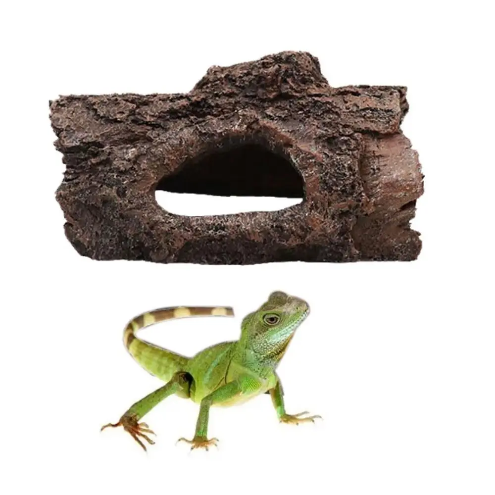 Resin Reptile Hide Cave Reptiles Avoiding Caves Simulation Tree Bark Habitat Aquarium Landscaping Terrarium Decoration