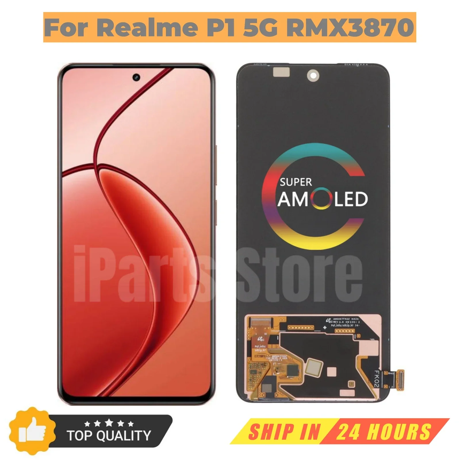 

iParts Replacement New Display For Realme P1 5G RMX3870 120Hz AMOLED Touch Screen Digitizer Assembly OEM Repair Parts