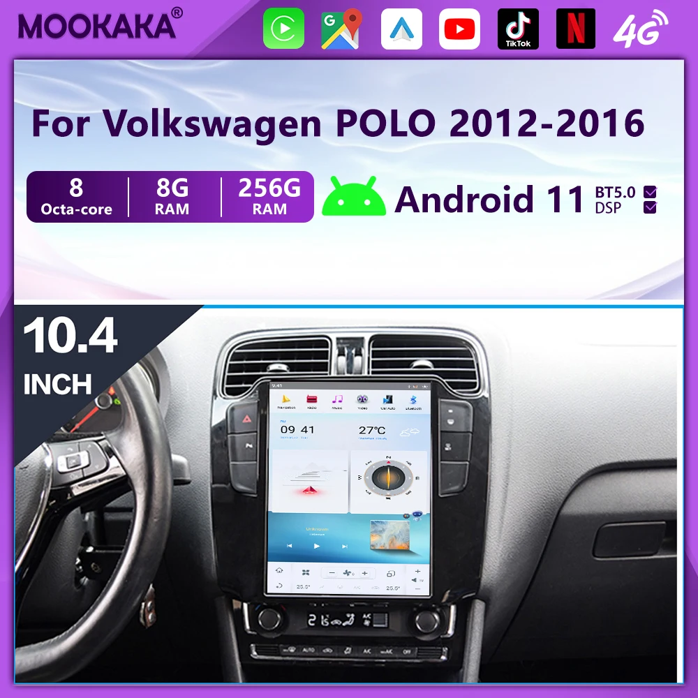 Android11 Vertical Screen For Volkswagen POLO 2012-2019 Car Radio GPS Navigation Head Unit Stereo Multimedia Player Auto Carplay