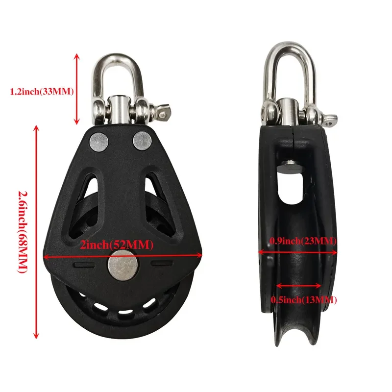 for Black Nylon Pulley Rotating Plastic Single Pulley for Pilates Boat Yacht Kayak Marine Accessories