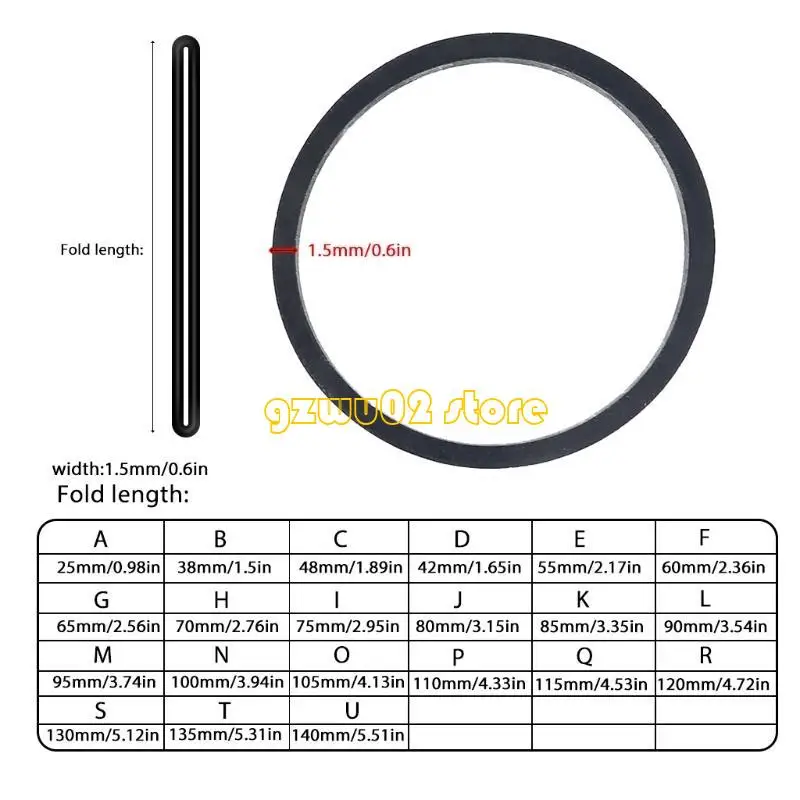 L93B 10PCS 1.5mm DVD 레코더를위한 일반적인 정사각형 고무 벨트 모듬 된 일반적인 사각형 고무 벨트