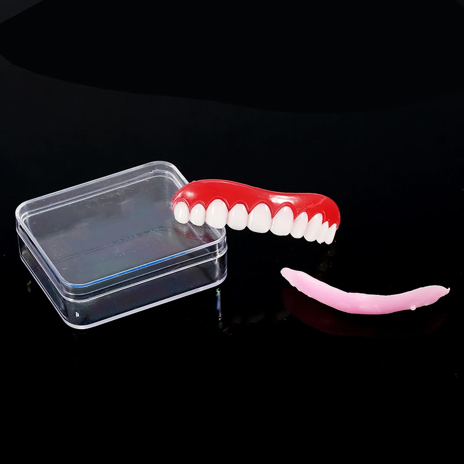 

3 Pcs Silicone Upper/Lower False Teeth Perfect Laugh Veneers Dentures Paste Oral Hygiene Tools Fake Teeth Instant Smile Cosmetic