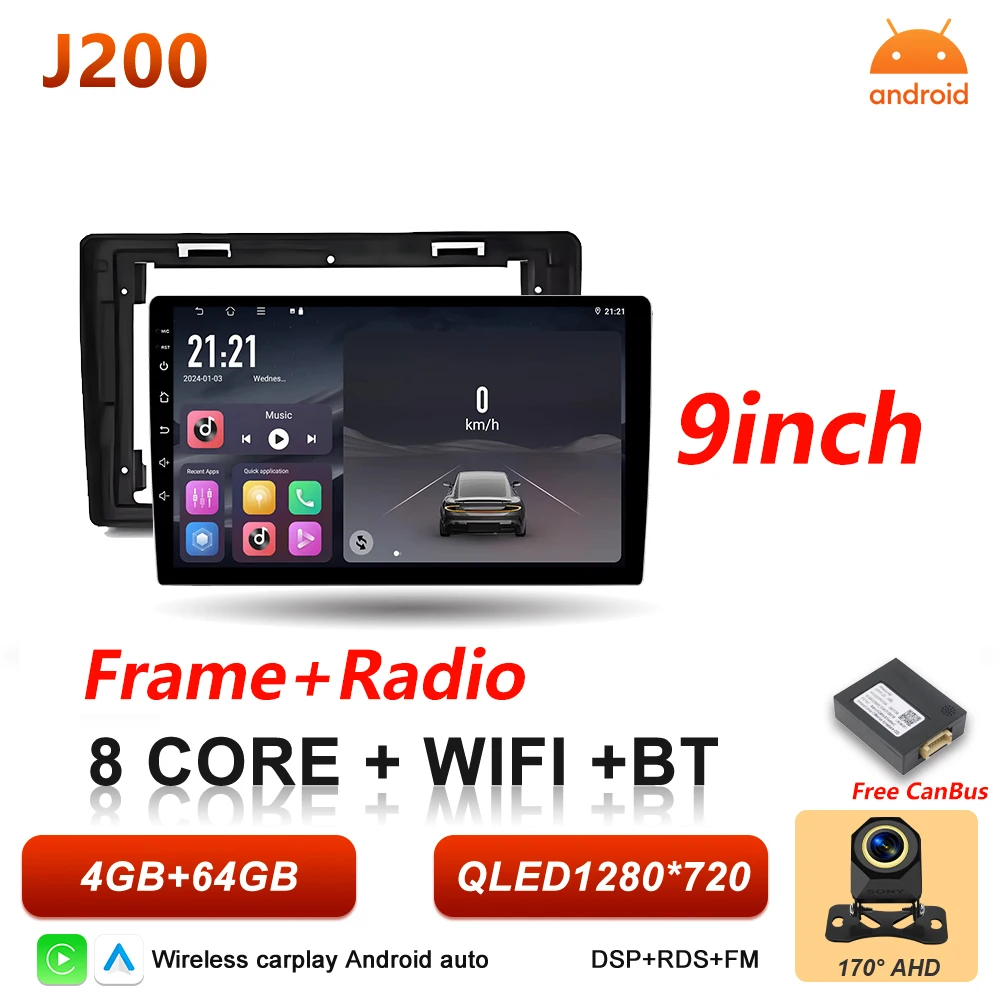Android 16 Auto autoradio voor Fiat Panda 2003 2004 2005 2006 2007 2008 - 2012 Carplay multimediaspeler stereo GPS head unit DSP