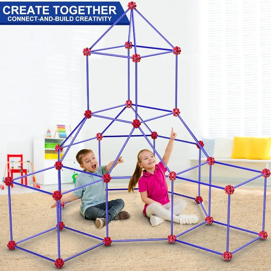 V-Opitos 180 Pack Kits de construction de fous pour l'âge 4 5 6 7 8 + ans jouets de construction créatifs pour bricolage châteaux Tunnels tente de jeu