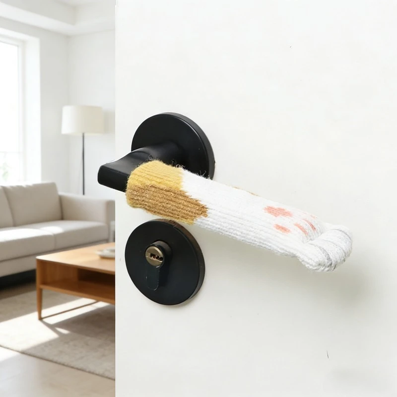 8-teiliger Knopfschutz für den Winter, gestrickt, verdickt, Antikollisions-Handschuh für Zuhause, Schlafzimmer, Tür, Fenster, Zuggriff, warme dekorative Hülle