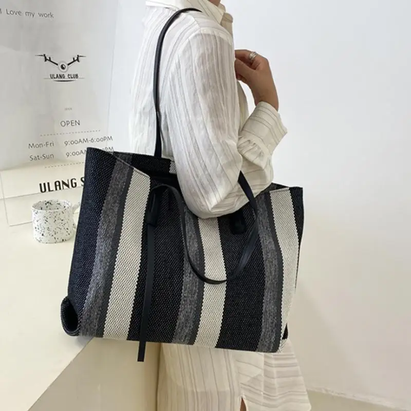 Summer Bags for Woman 2024 Stripe Designer Shoulder Crossbody Shopper Storage Bag Women Casual Canvas Handbag Tote Bag