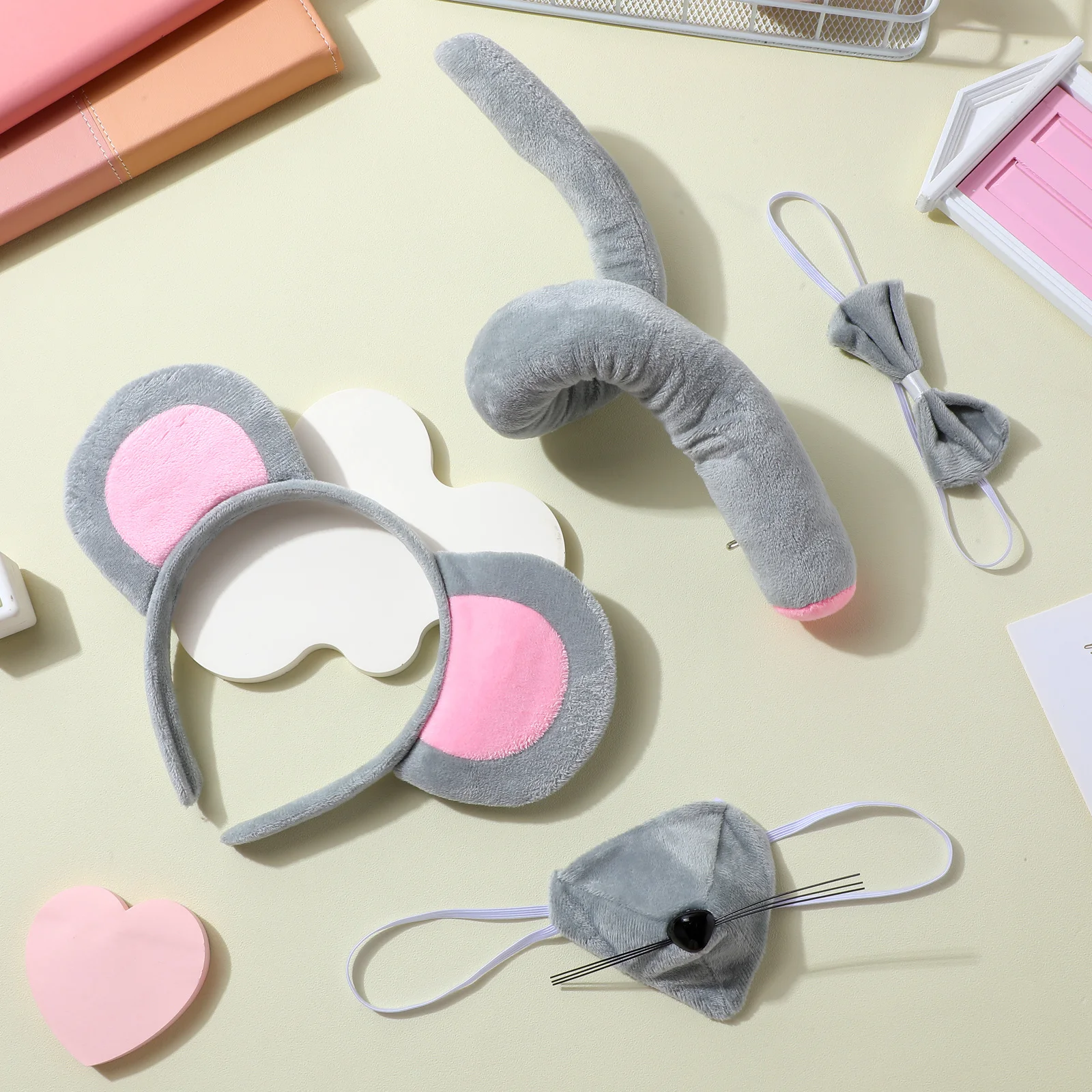 1 set Mouse Ears Headband Kids Costume Set Lightweight Party Wear For Birthday Christmas Cosplay Mask Masquerade Decorative