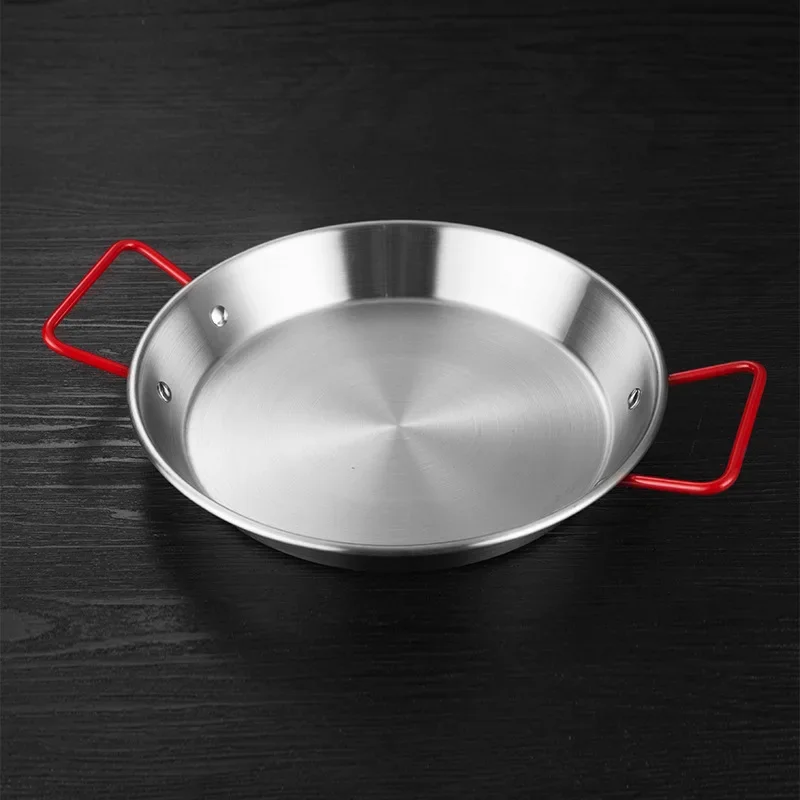 Stainless Steel Gold Golden Seafood Rice Pot Home Cooking Paella Pan Picnic Snack Plates Cookware Saucepan Dry Pots with Handle