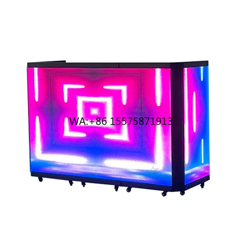 

GOB-Protected Portable Foldable Dj Booth Stand Led Display 6-Folding Dj Table Booth Led Screen for Disco Stage Wedding