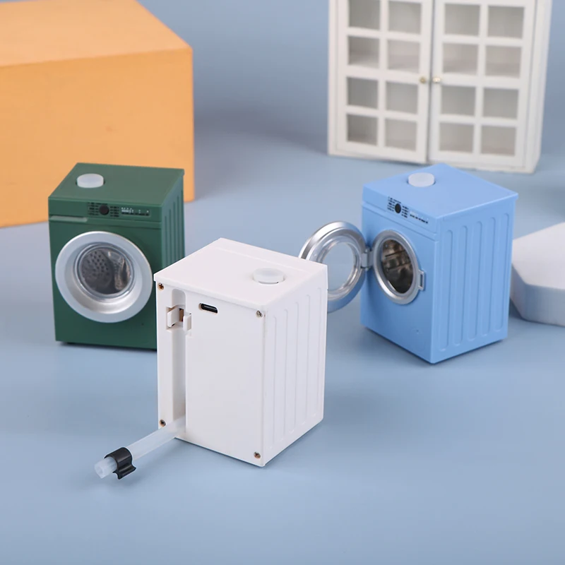 New High Quality Dollhouse Miniature Drum Washing Machine Model Simulation Laundry Washer Toy For Scene Layout Desktop